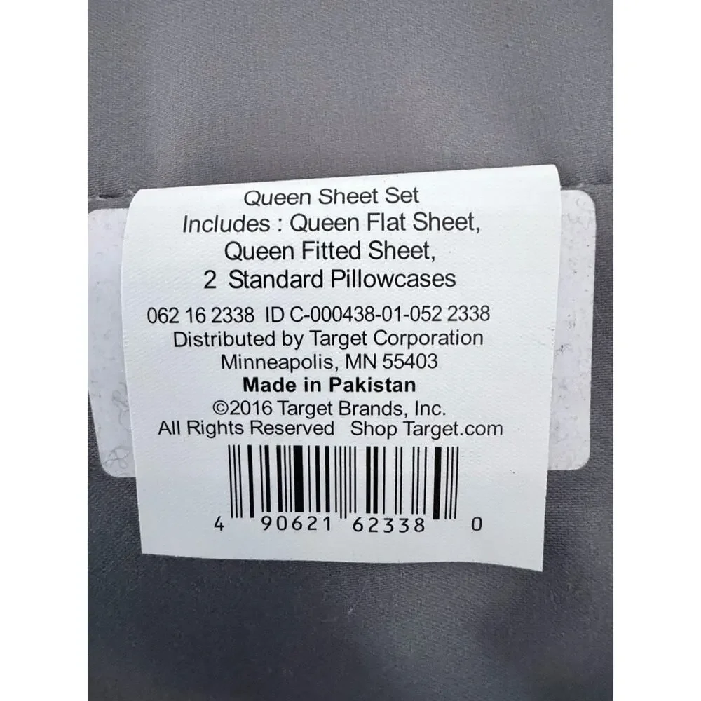 Queen Solid Performance 400 Thread Count Sheet Set Dark Gray - Threshold: